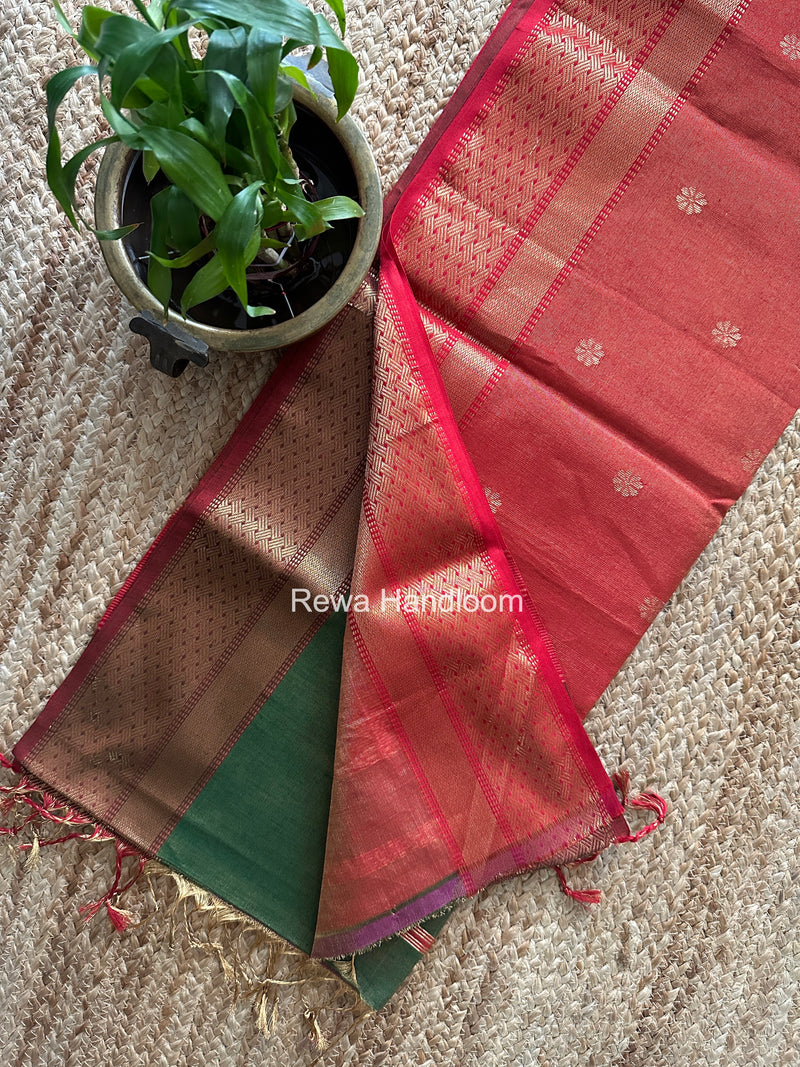 Maheshwari Green Tissue Butti Saree TBBS067