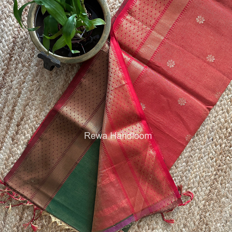 Maheshwari Green Tissue Butti Saree TBBS067