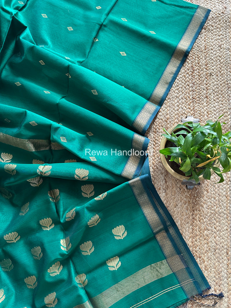 Maheshwari Green Lotus Butta Saree LBS064