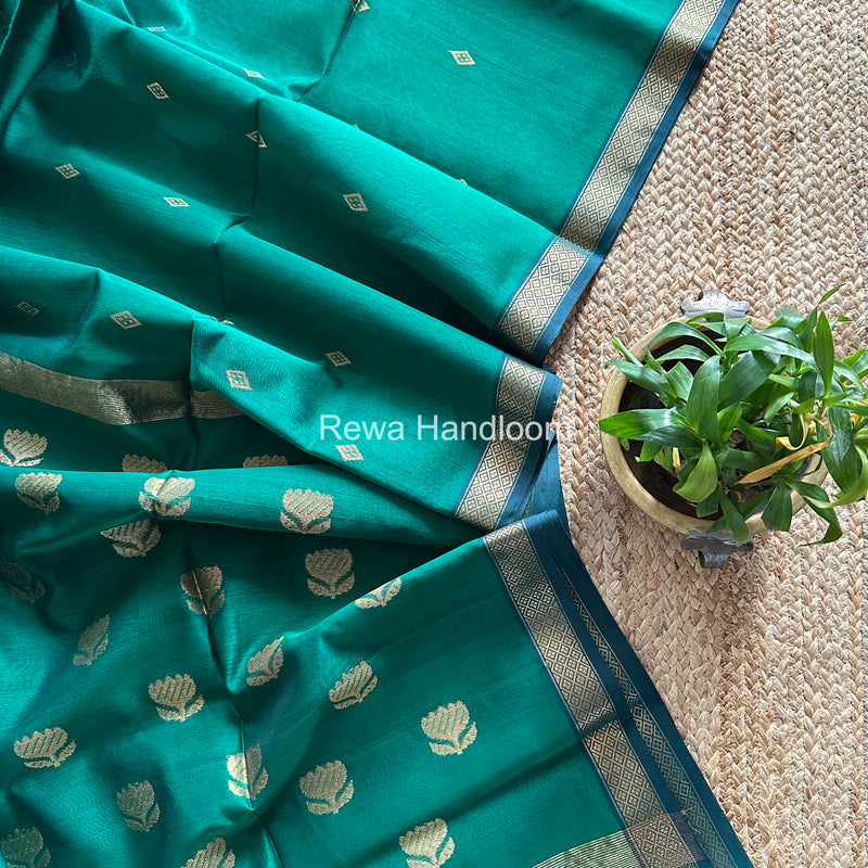 Maheshwari Green Lotus Butta Saree LBS064