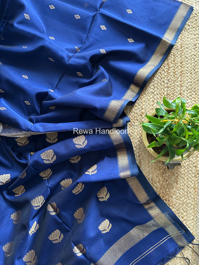 Maheshwari Blue Lotus Butta Saree LBS065