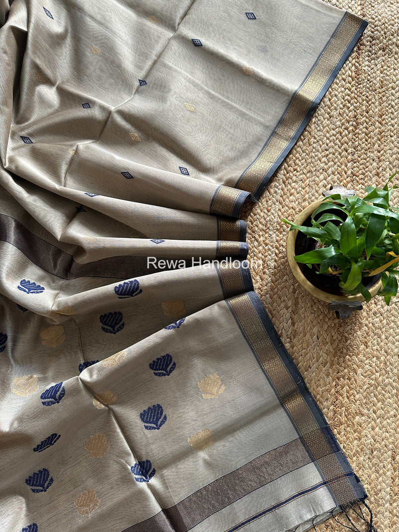 Maheshwari Beige Lotus Butta Saree LBS066