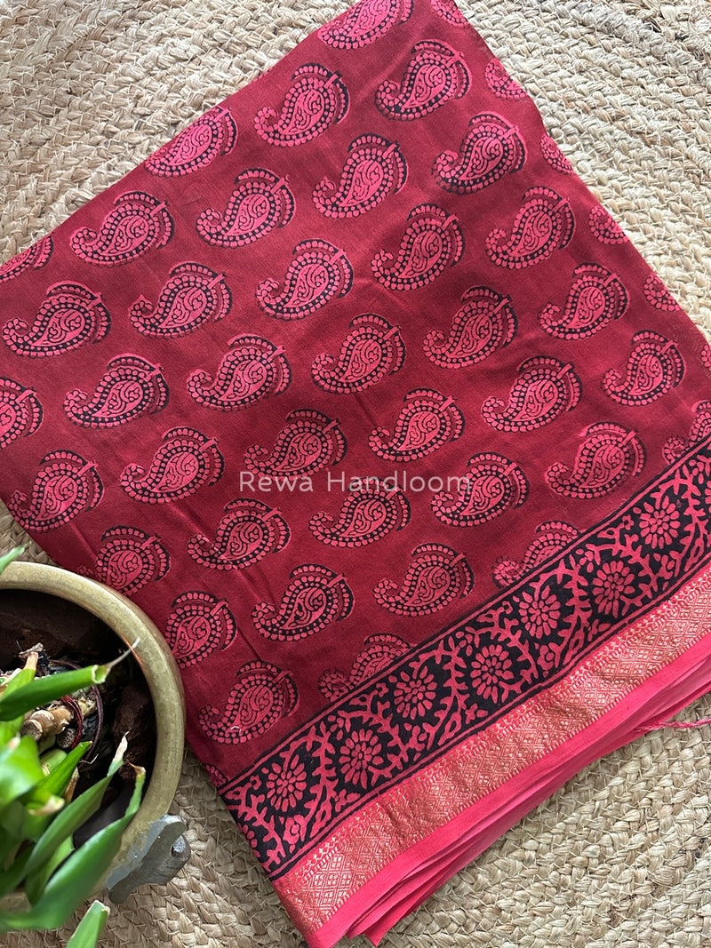 Maheshwari Red Bagh Print Suit BSP0150