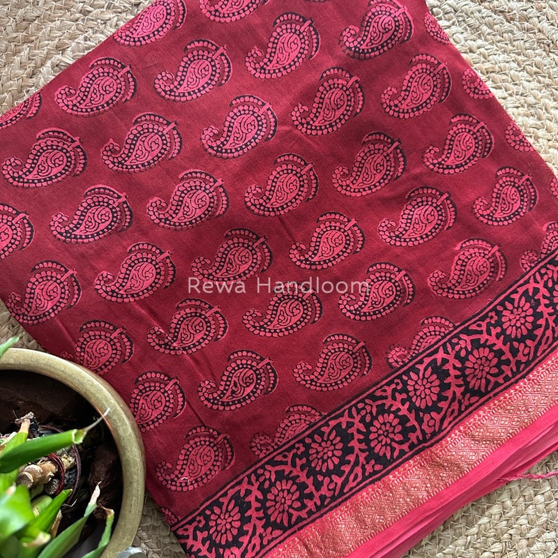 Maheshwari Red Bagh Print Suit BSP0150
