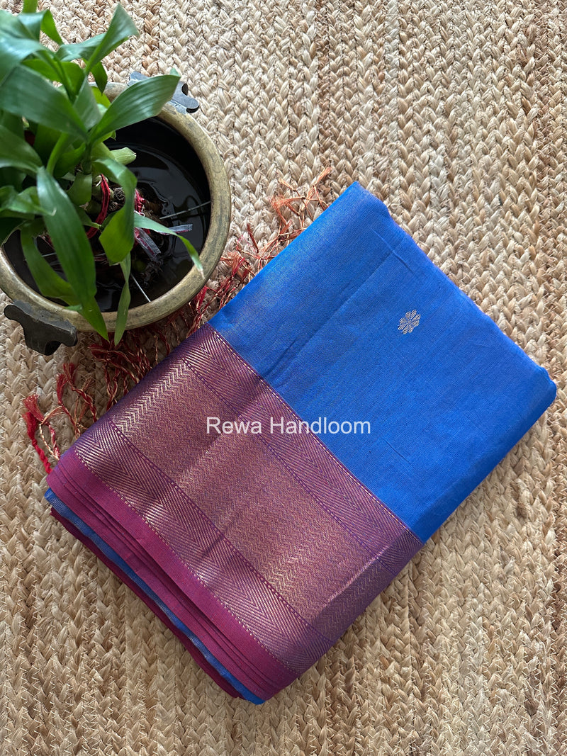 Maheshwari Blue Tissue Butti Saree TBBS0131