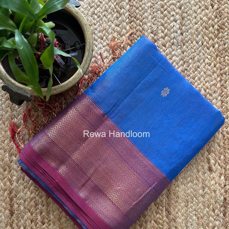 Maheshwari Blue Tissue Butti Saree TBBS0131