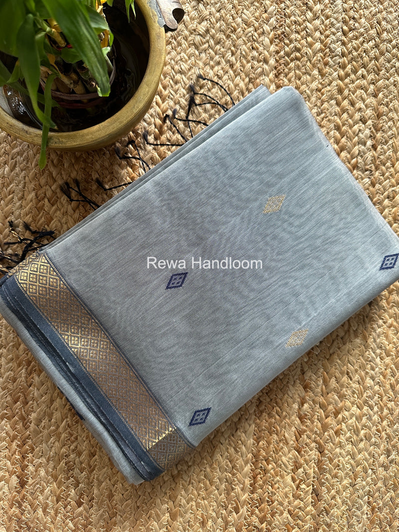 Maheshwari Grey Lotus Butta Saree LBS063