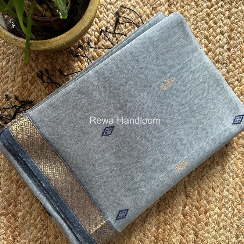 Maheshwari Grey Lotus Butta Saree LBS063