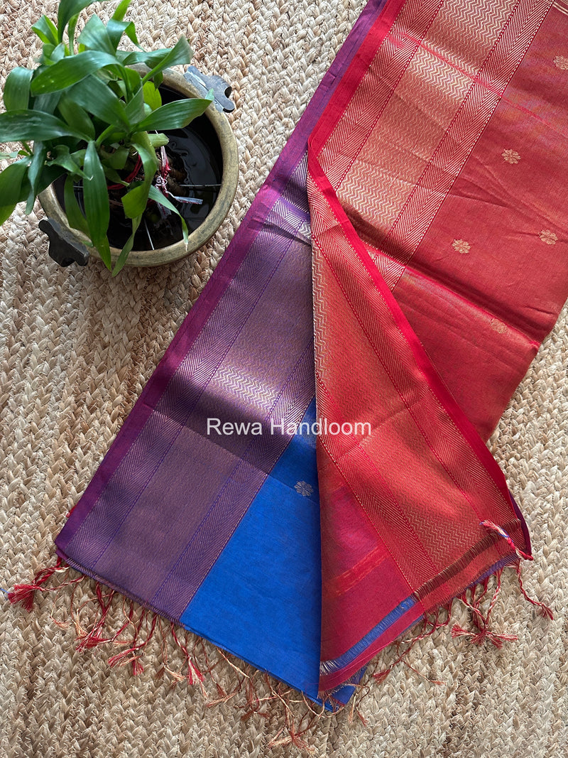 Maheshwari Blue Tissue Butti Saree TBBS0131