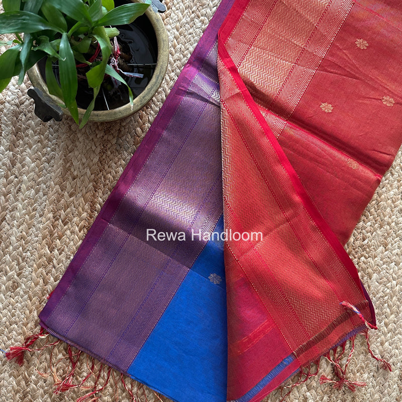 Maheshwari Blue Tissue Butti Saree TBBS0131