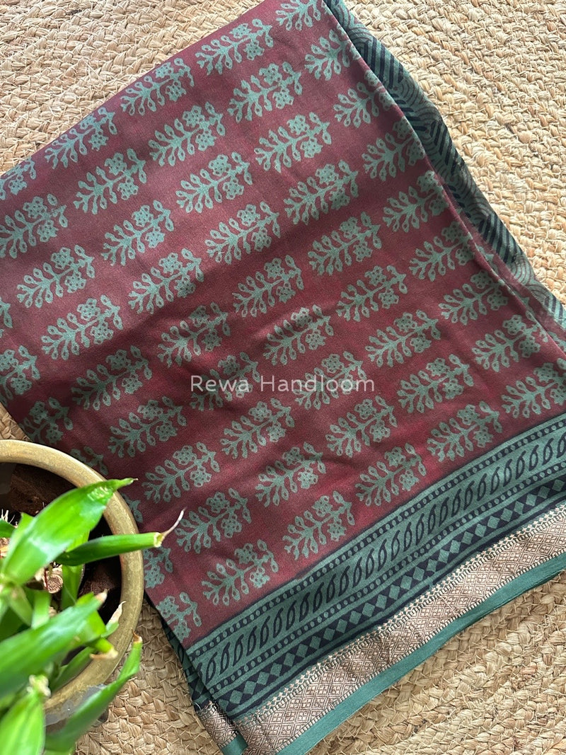 Maheshwari Maroon Bagh Print Suit BSP0153