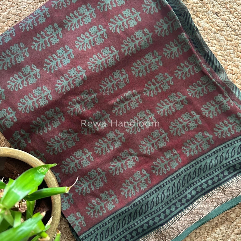 Maheshwari Maroon Bagh Print Suit BSP0153