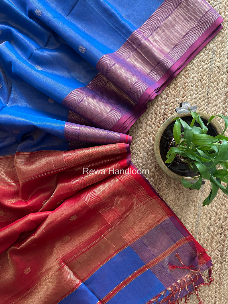 Maheshwari Blue Tissue Butti Saree TBBS0131