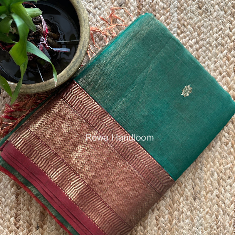 Maheshwari Green Tissue Butti Saree TBBS0132