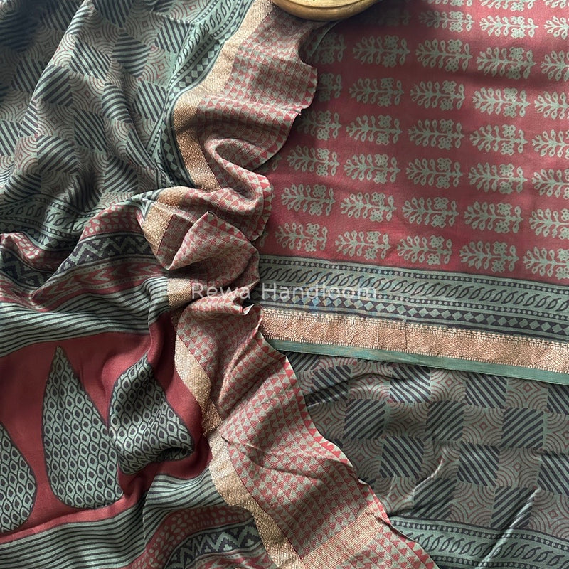 Maheshwari Maroon Bagh Print Suit BSP0153