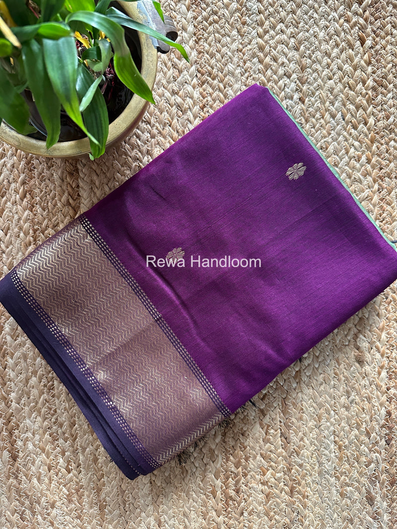 Maheshwari Dark Purple Flower Butti Saree JBS080