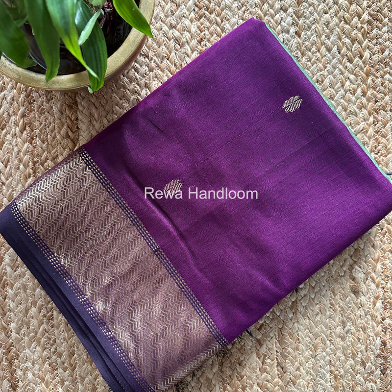 Maheshwari Dark Purple Flower Butti Saree JBS080