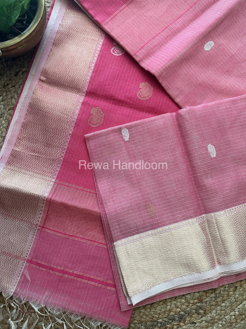 Rani pink Zari Butti ~ Maheshwari Saree-KJS035
