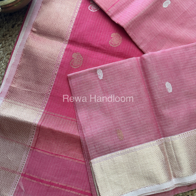 Rani pink Zari Butti ~ Maheshwari Saree-KJS035
