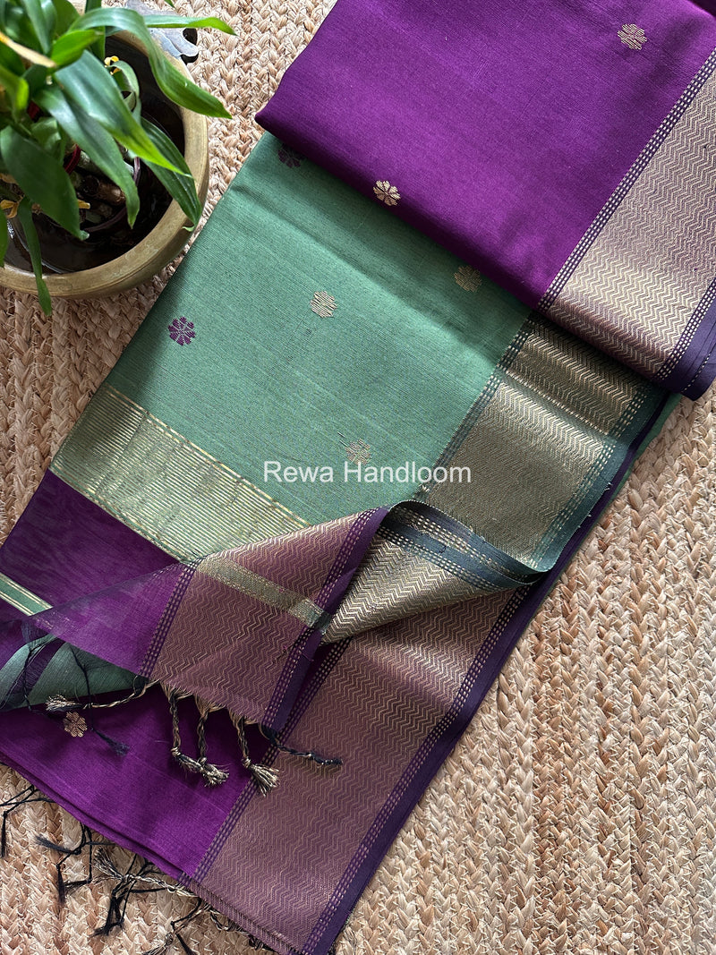 Maheshwari Dark Purple Flower Butti Saree JBS080