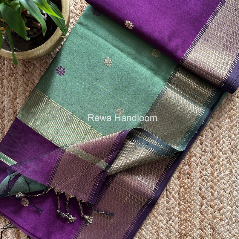 Maheshwari Dark Purple Flower Butti Saree JBS080