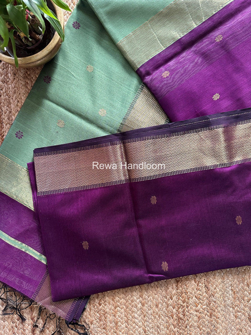 Maheshwari Dark Purple Flower Butti Saree JBS080