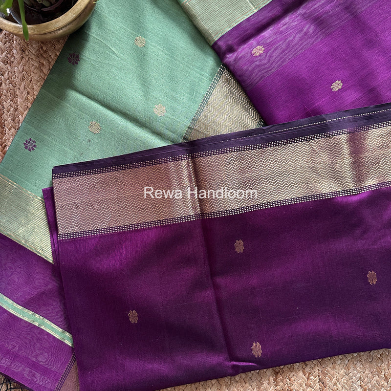 Maheshwari Dark Purple Flower Butti Saree JBS080