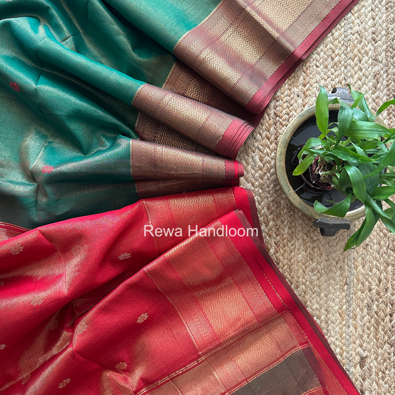 Maheshwari Green Tissue Butti Saree TBBS0132