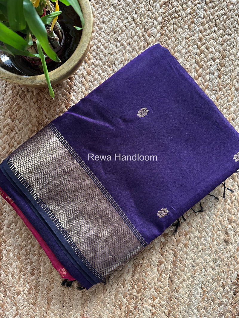Maheshwari Deep Purple Flower Butti Saree JBS083