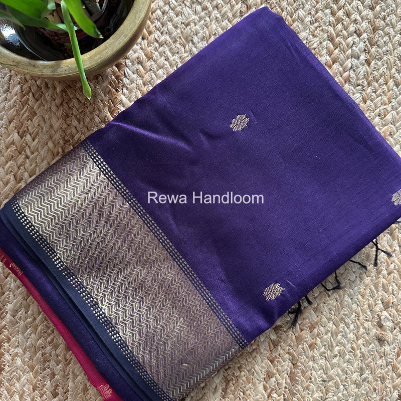 Maheshwari Deep Purple Flower Butti Saree JBS083