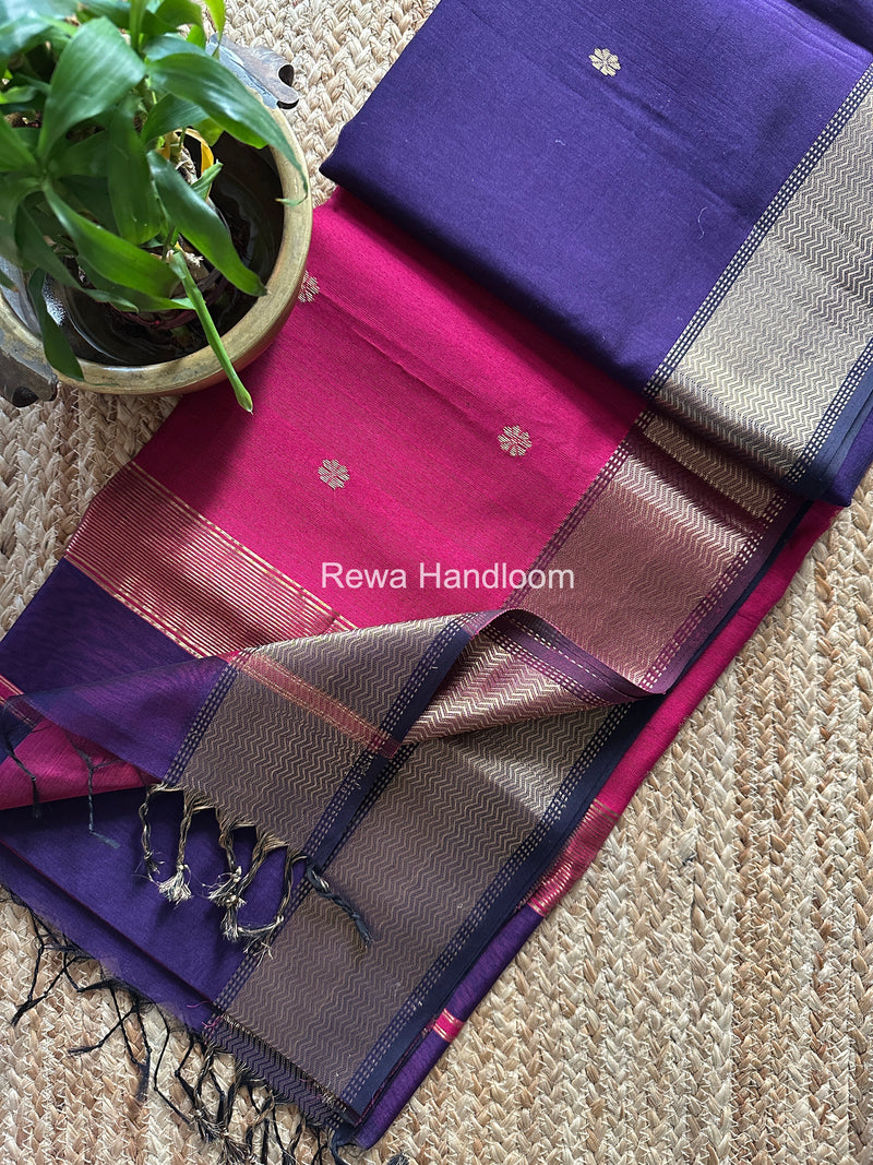 Maheshwari Deep Purple Flower Butti Saree JBS083