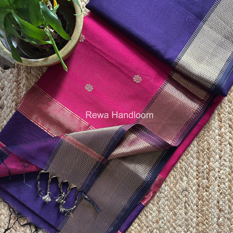 Maheshwari Deep Purple Flower Butti Saree JBS083