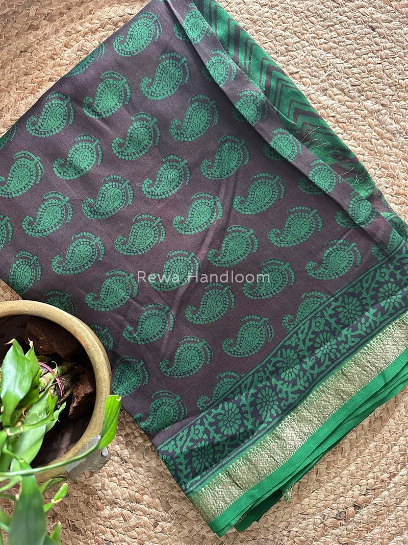 Maheshwari Coffee Brown Bagh Print Suit BSP0154