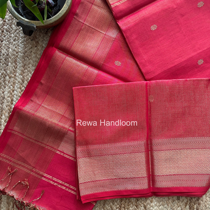 Maheshwari Rani Pink Tissue Butti Saree TBBS0133