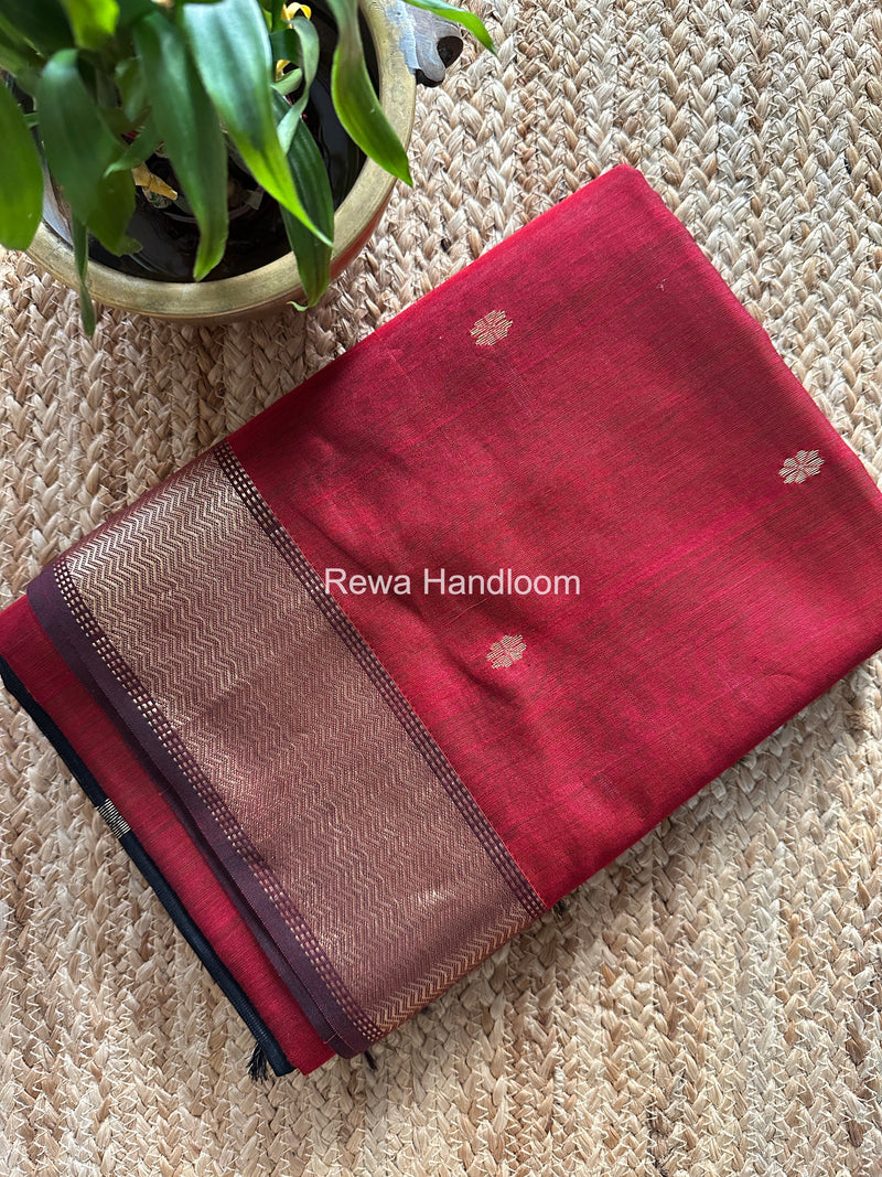 Maheshwari Red Flower Butti Saree JBS081