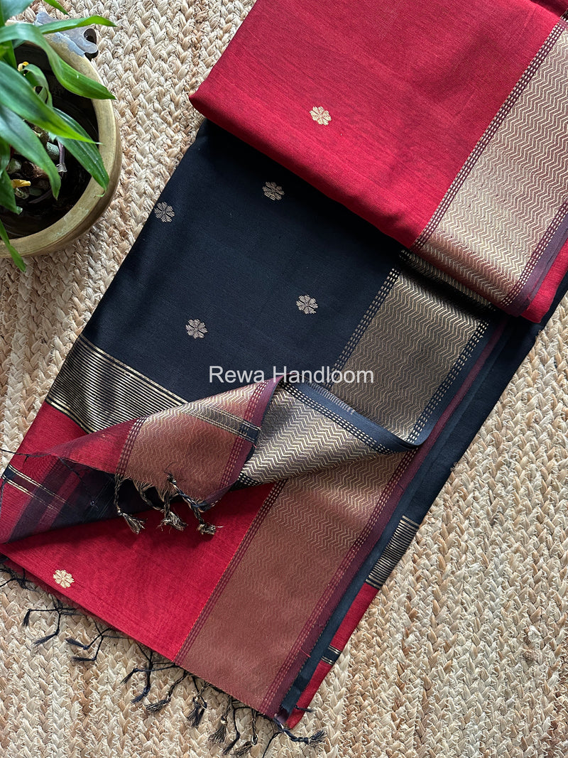 Maheshwari Red Flower Butti Saree JBS081