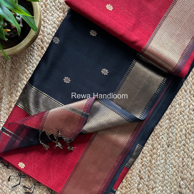 Maheshwari Red Flower Butti Saree JBS081