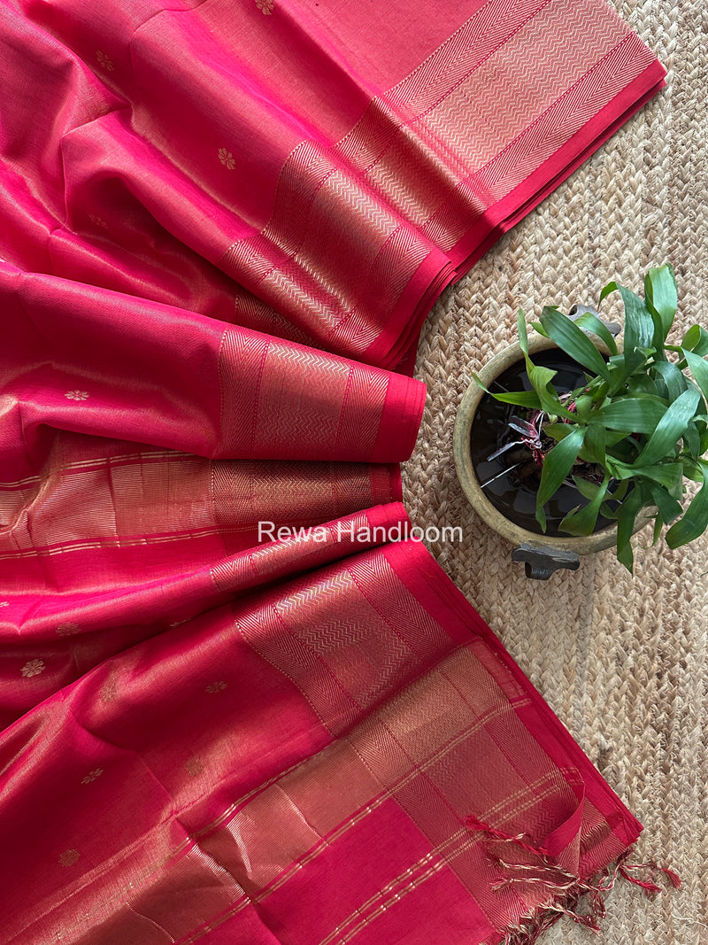 Maheshwari Rani Pink Tissue Butti Saree TBBS0133