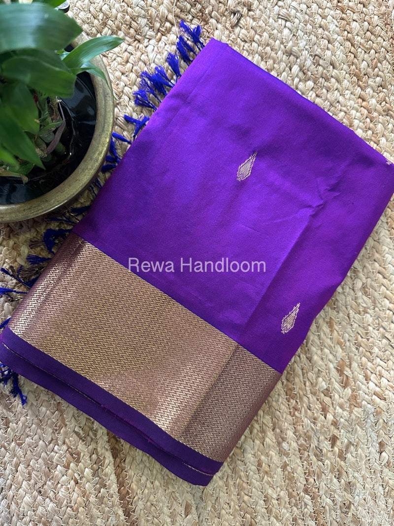 Maheshwari Deep Purple Pure Silk Saree PS049