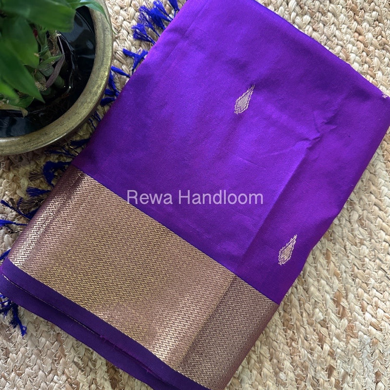 Maheshwari Deep Purple Pure Silk Saree PS049