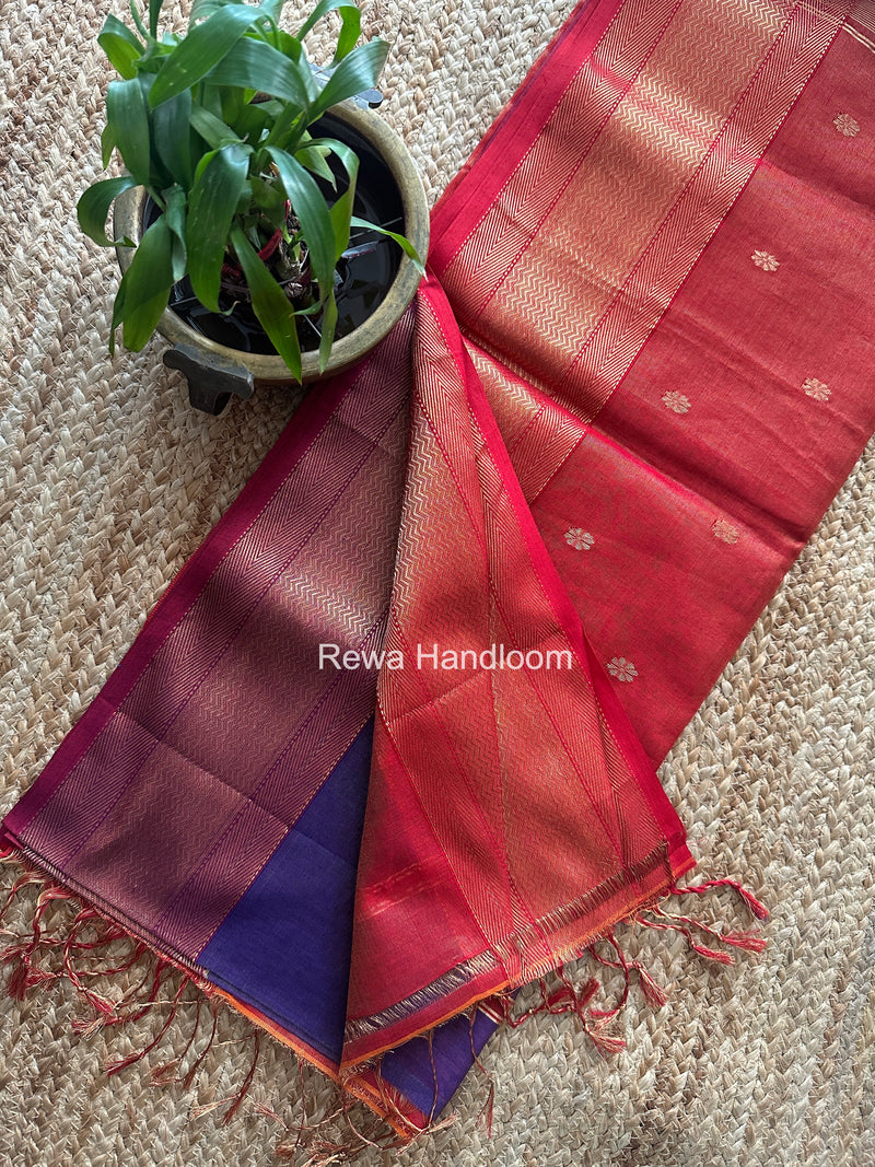 Maheshwari Purple Tissue Butti Saree TBBS072