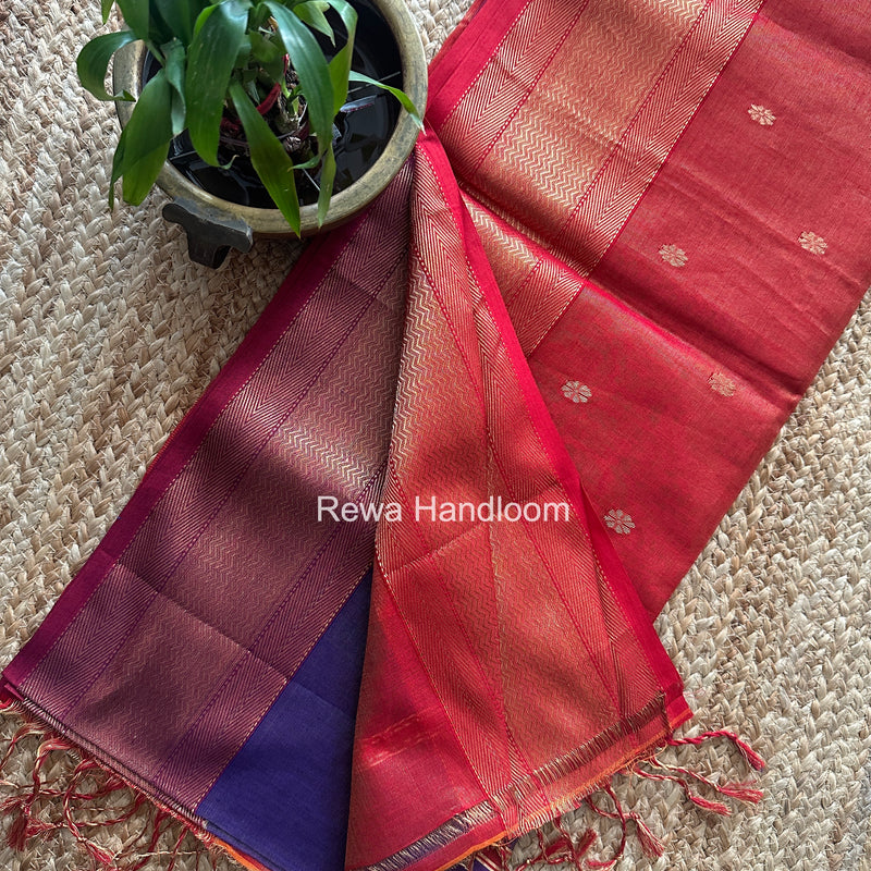 Maheshwari Purple Tissue Butti Saree TBBS072
