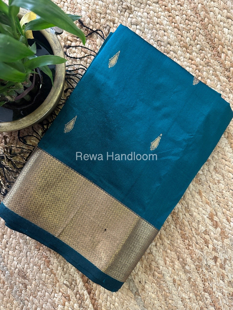 Maheshwari Rama Green Pure Silk Saree PS048