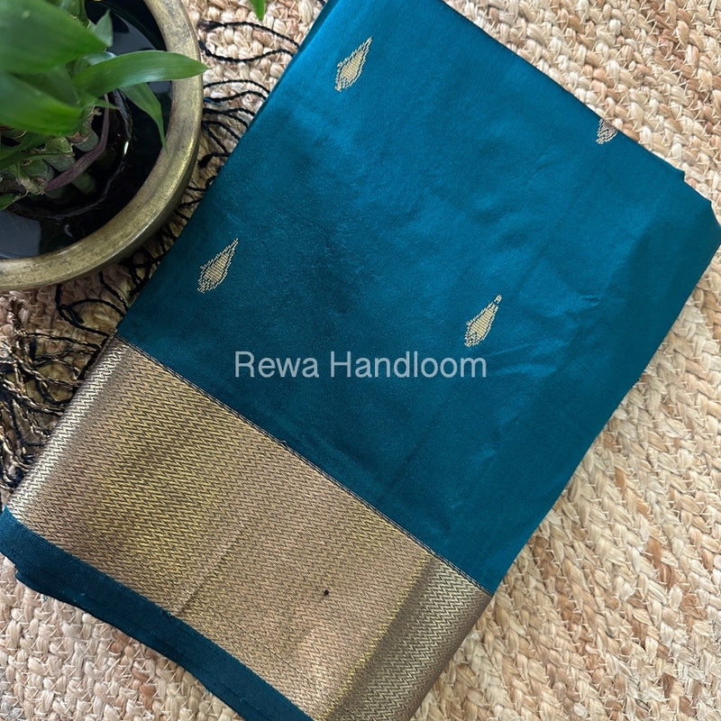 Maheshwari Rama Green Pure Silk Saree PS048