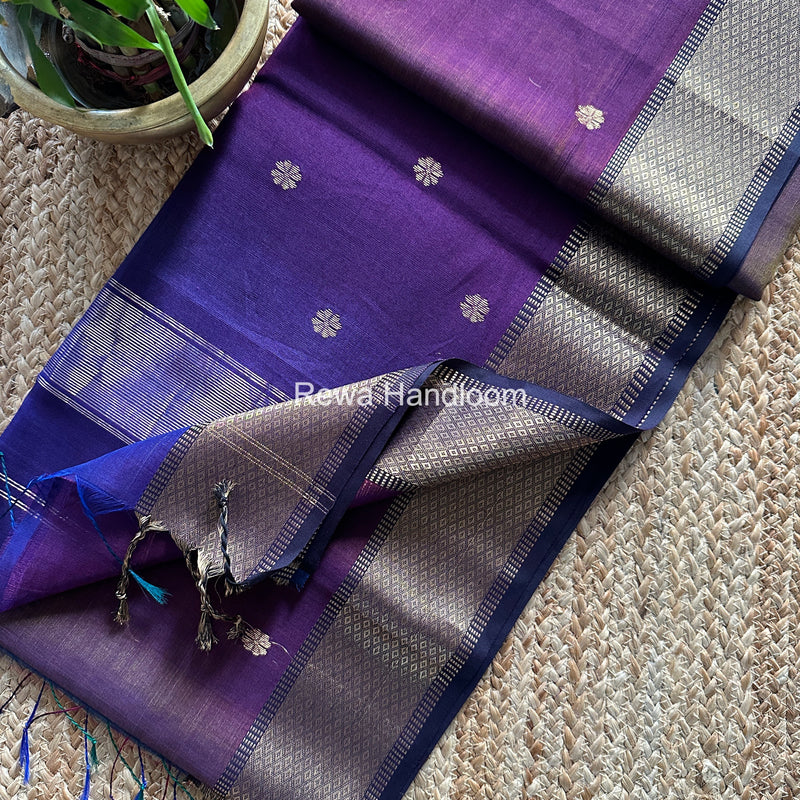 Maheshwari Blue Flower Butti Saree JBS086