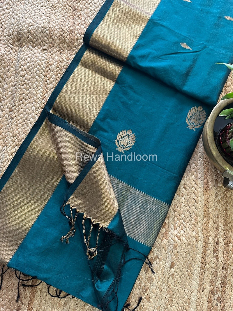 Maheshwari Rama Green Pure Silk Saree PS048