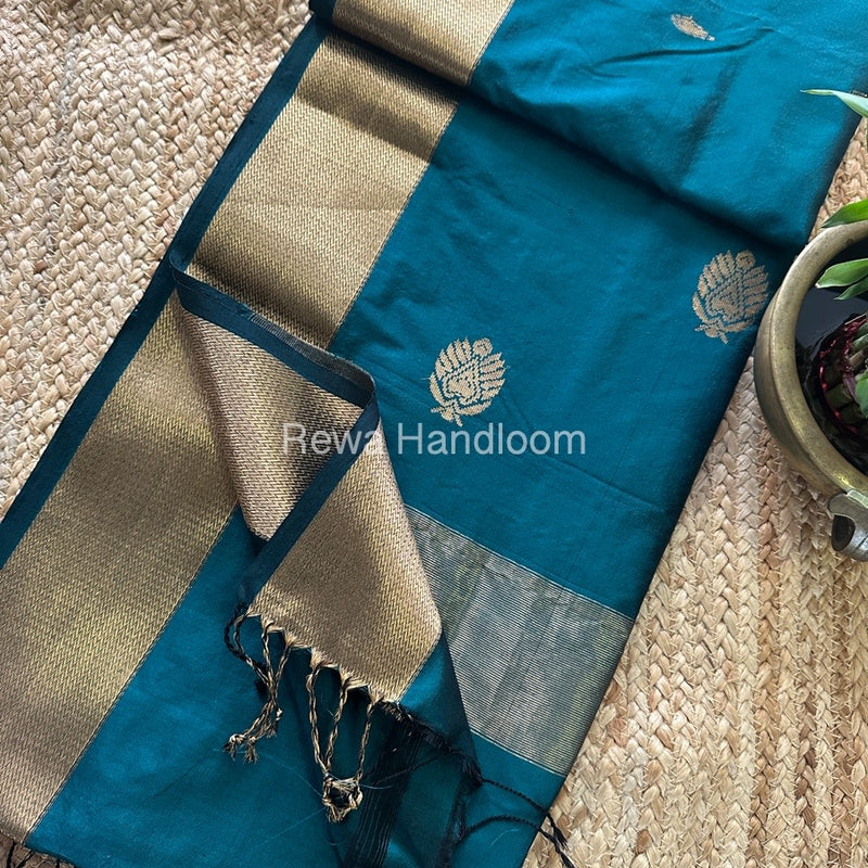 Maheshwari Rama Green Pure Silk Saree PS048