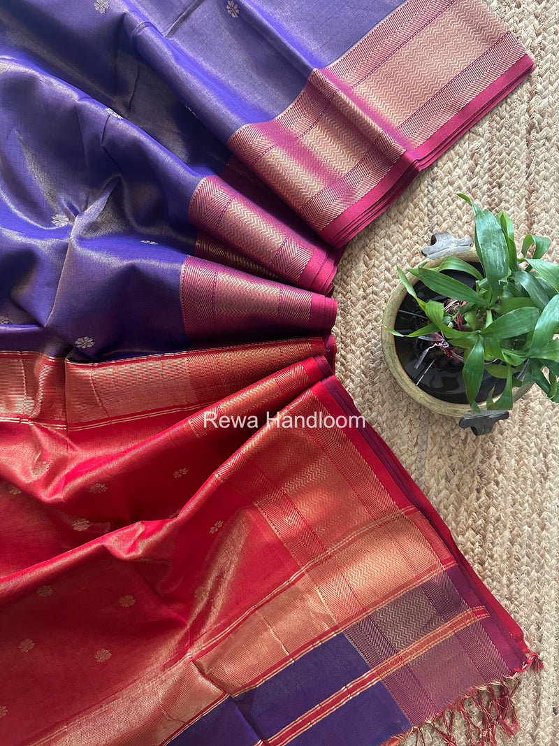 Maheshwari Purple Tissue Butti Saree TBBS072
