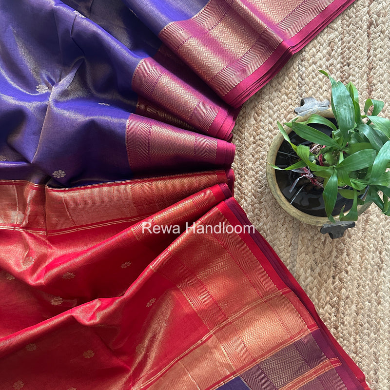 Maheshwari Purple Tissue Butti Saree TBBS072