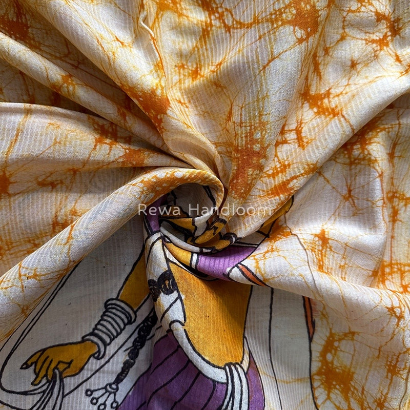 Maheshwari Mustard-Yellow Hand painted Dupatta BT015